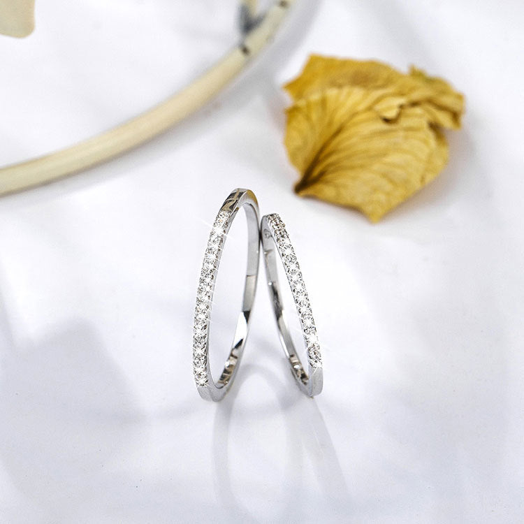 Sterling Sier Simple Single Row Diamond Rings