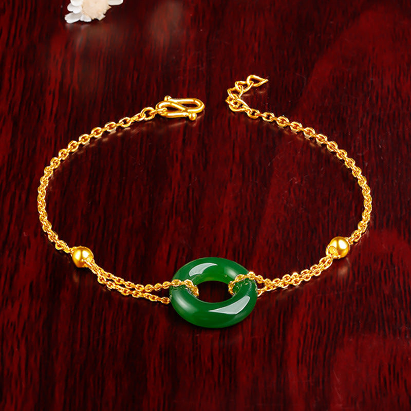 Retro Low Luxury Simulation Inlaid Jade Bracelets