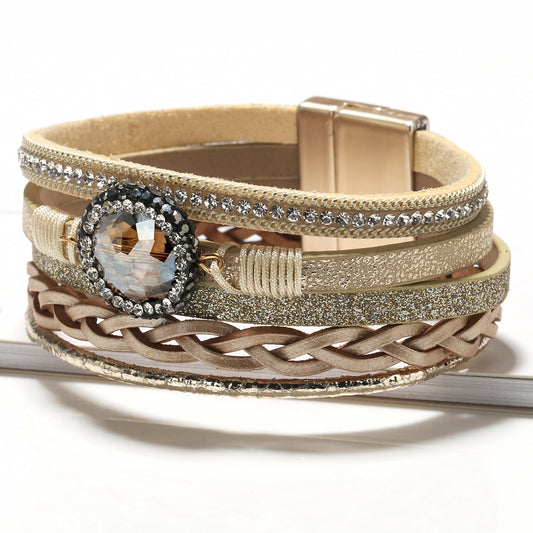 Attractive Women's Hand-woven Natural Crystal Couple Bracelet