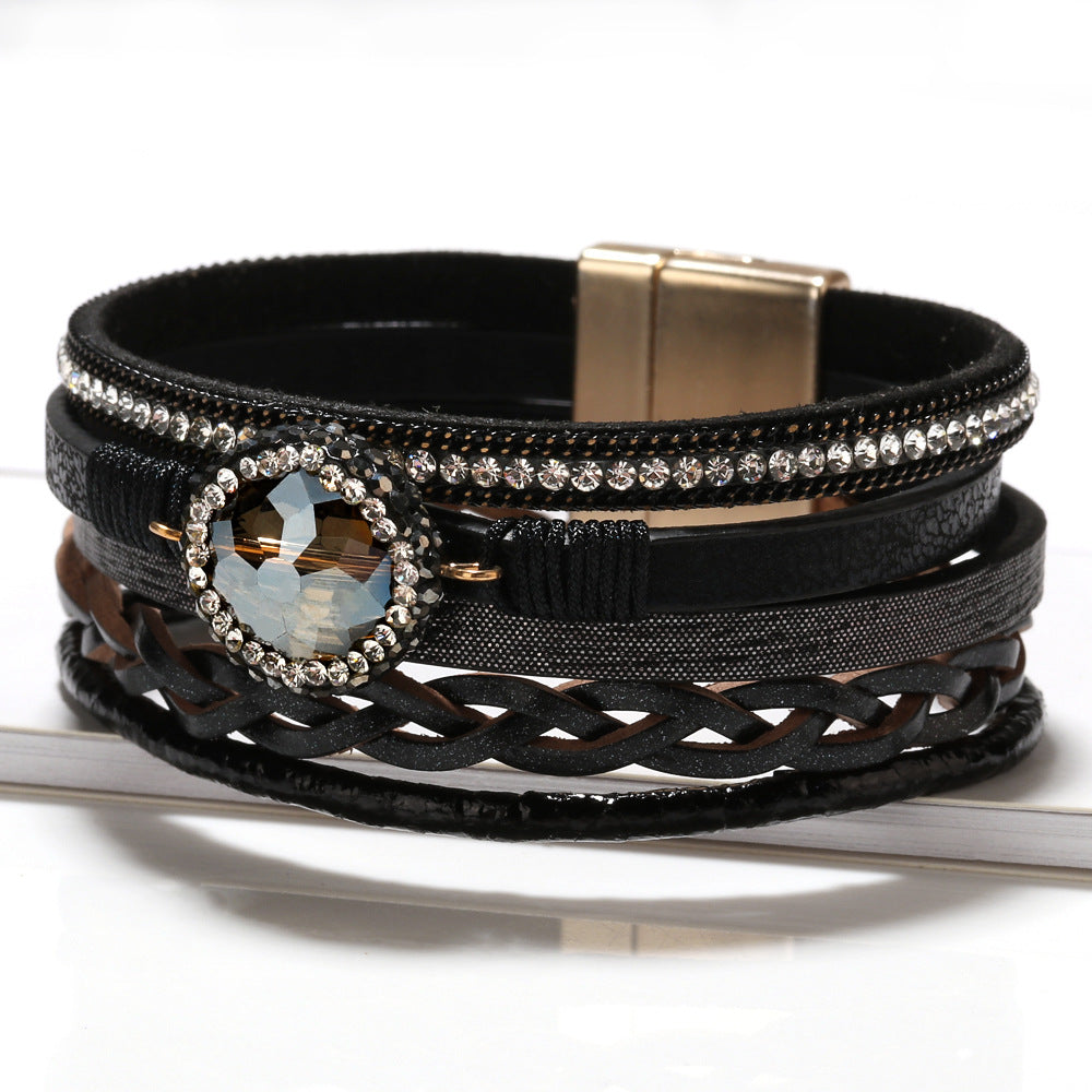 Attractive Women's Hand-woven Natural Crystal Couple Bracelet