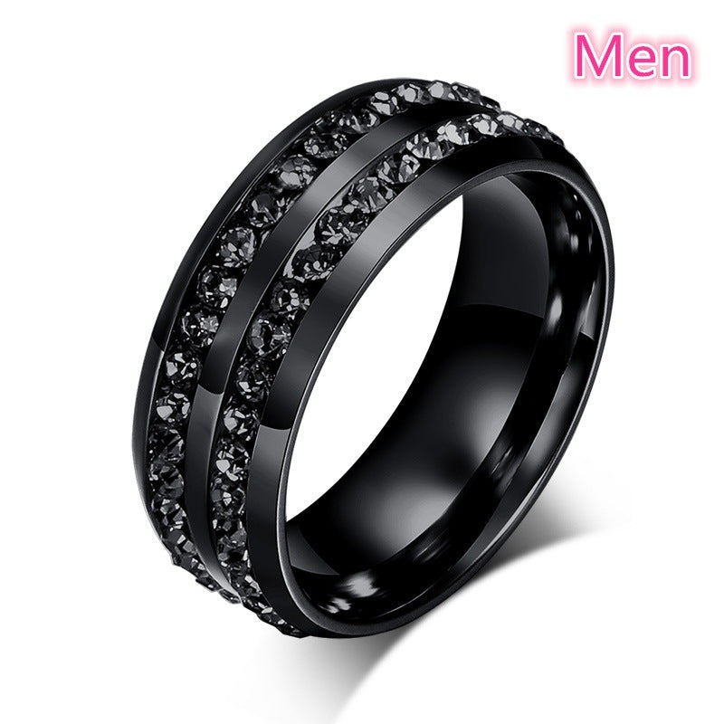 Popular Double Row Black Diamond Gold Filled Ring