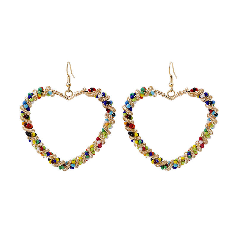 Fashion Color Contrast Geometric Bead Bohemian Beaded Earrings