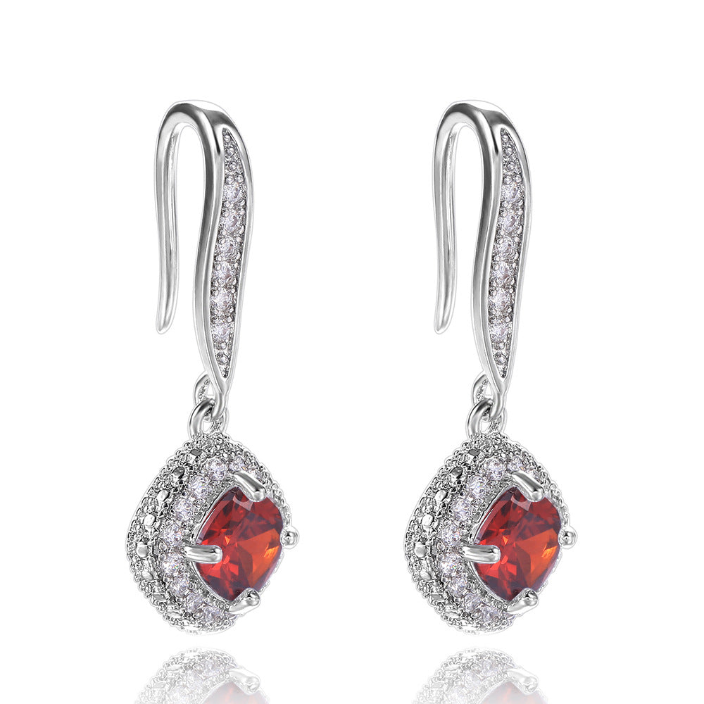 Shi – boucles d'oreilles en Zircon carré élégant pour femmes, bijoux