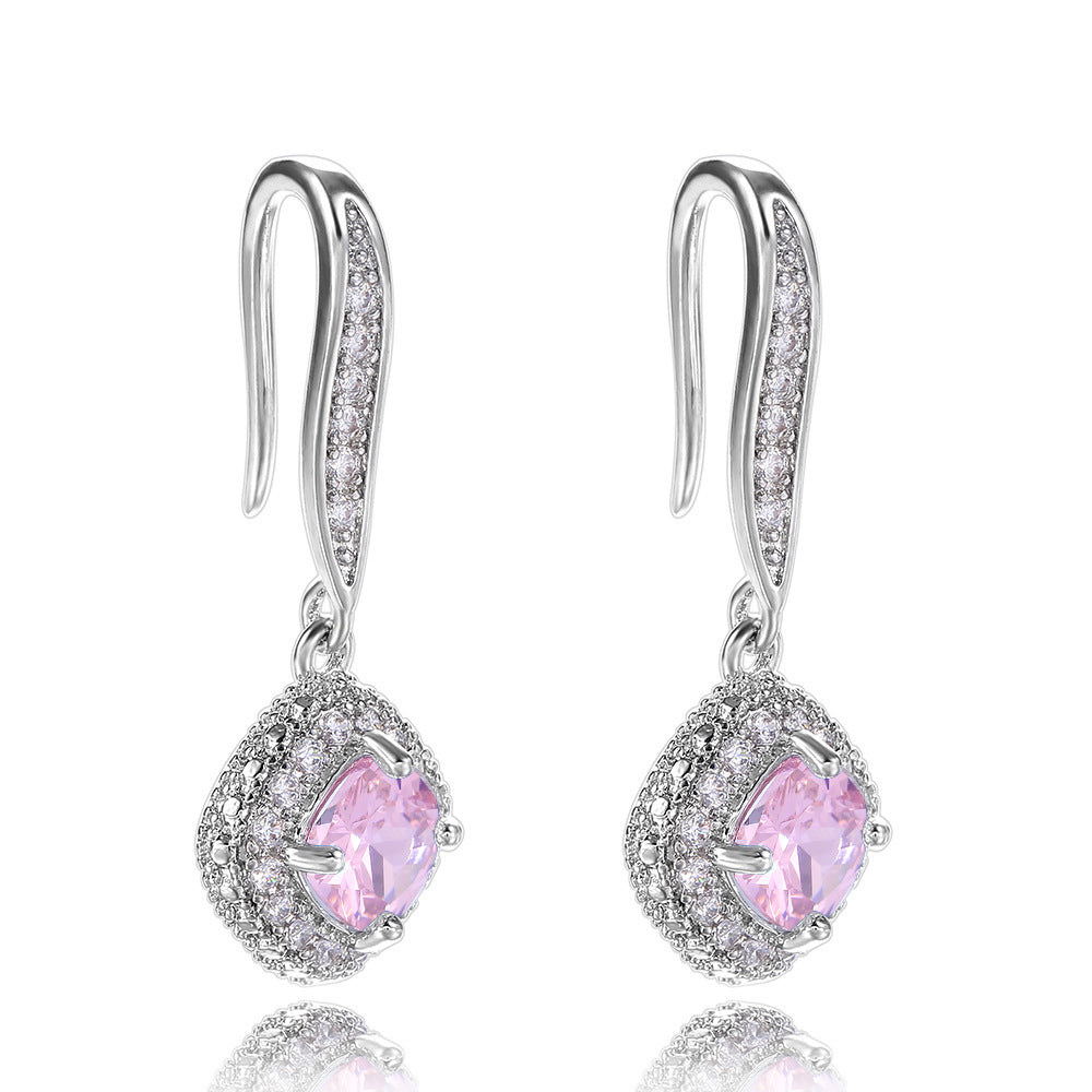 Shi – boucles d'oreilles en Zircon carré élégant pour femmes, bijoux