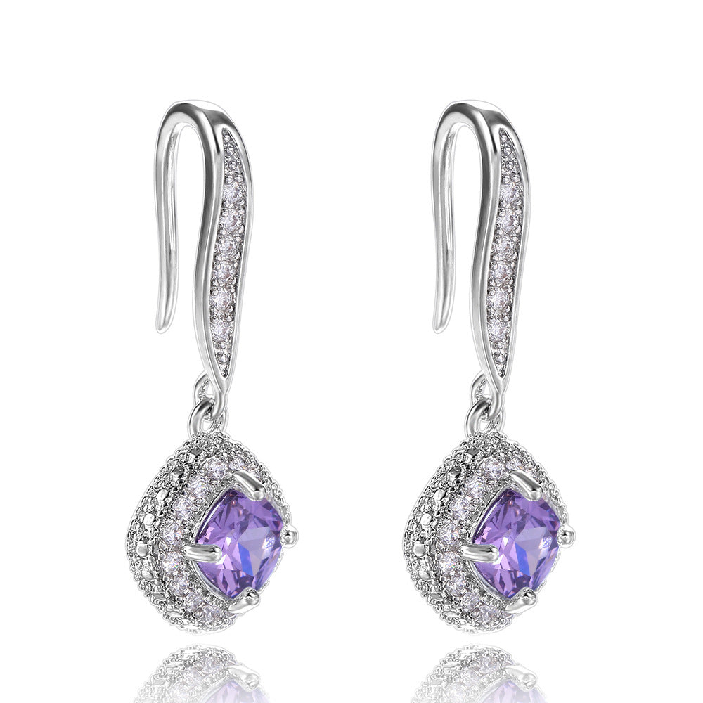 Shi – boucles d'oreilles en Zircon carré élégant pour femmes, bijoux