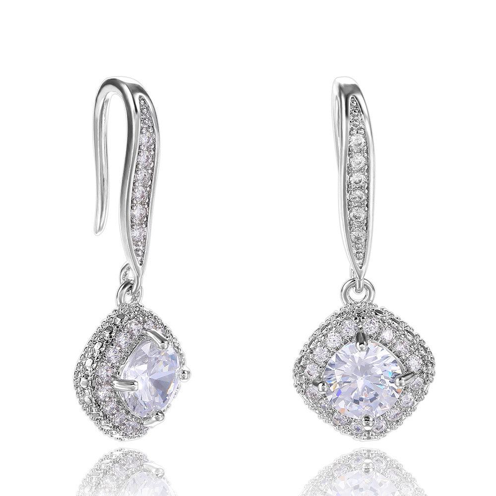 Shi – boucles d'oreilles en Zircon carré élégant pour femmes, bijoux