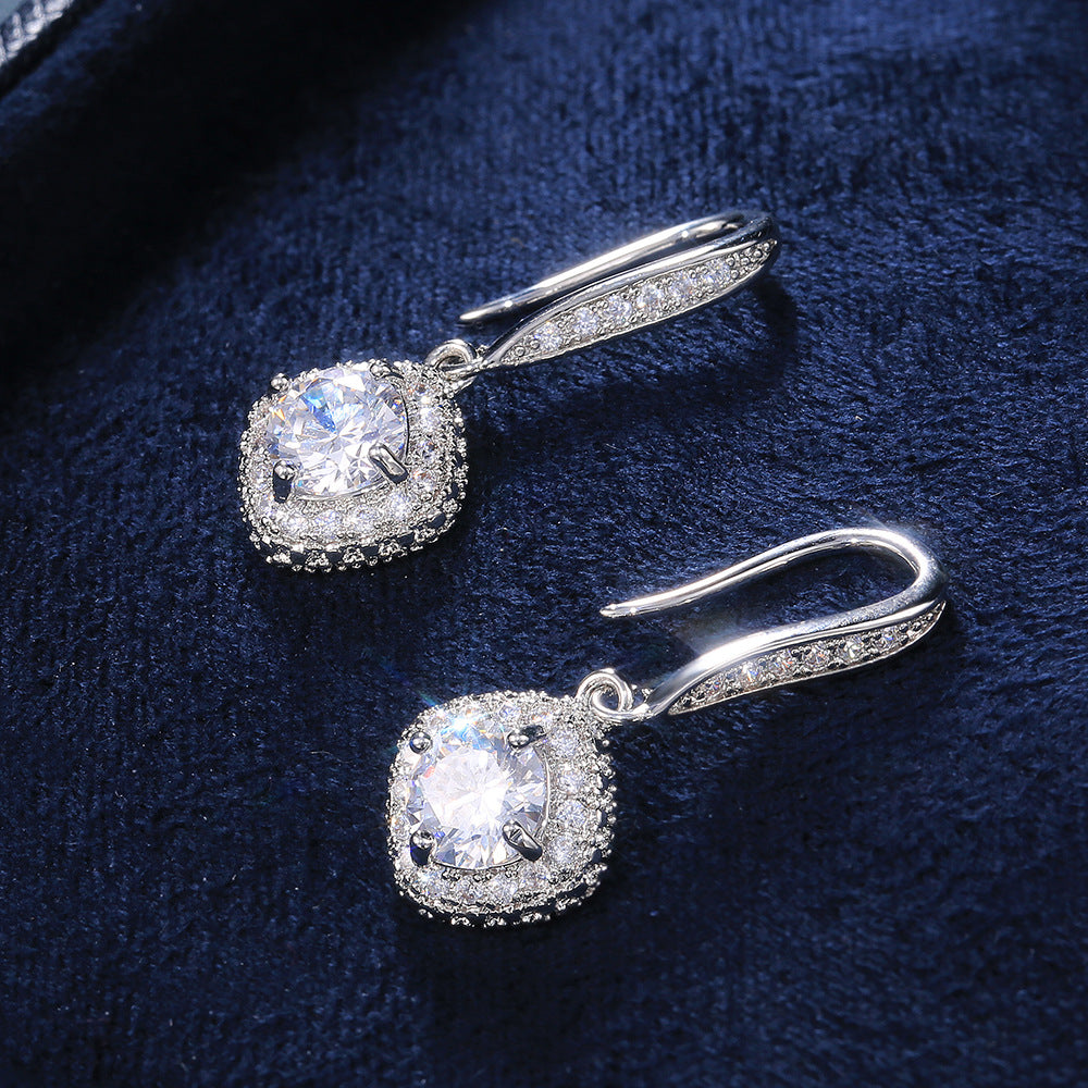 Shi – boucles d'oreilles en Zircon carré élégant pour femmes, bijoux