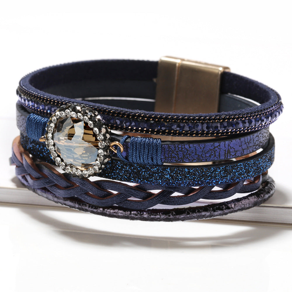Attractive Women's Hand-woven Natural Crystal Couple Bracelet