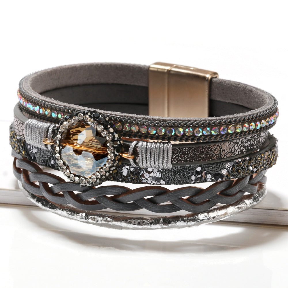 Attractive Women's Hand-woven Natural Crystal Couple Bracelet