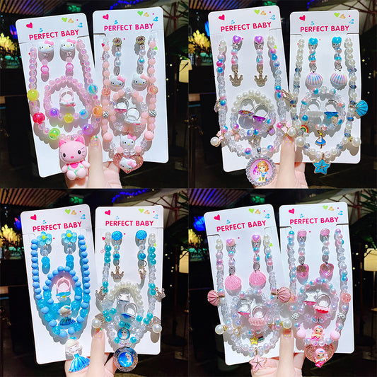 Children's Cute Princess Cartoon Suit Halter Luminous Crystal String Necklaces