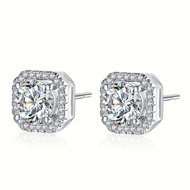 Fashion Zircon Temperament Square Female Crystal Earrings