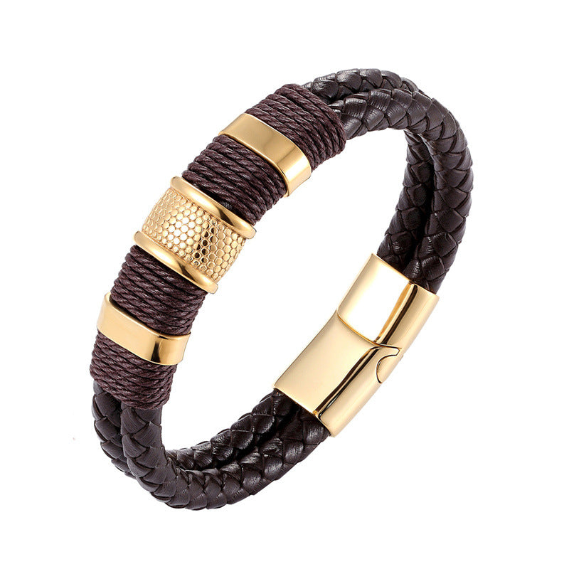 Men's Genuine Leather Stainless Steel Valentine's Day For Boyfriend Versatile Bracelets