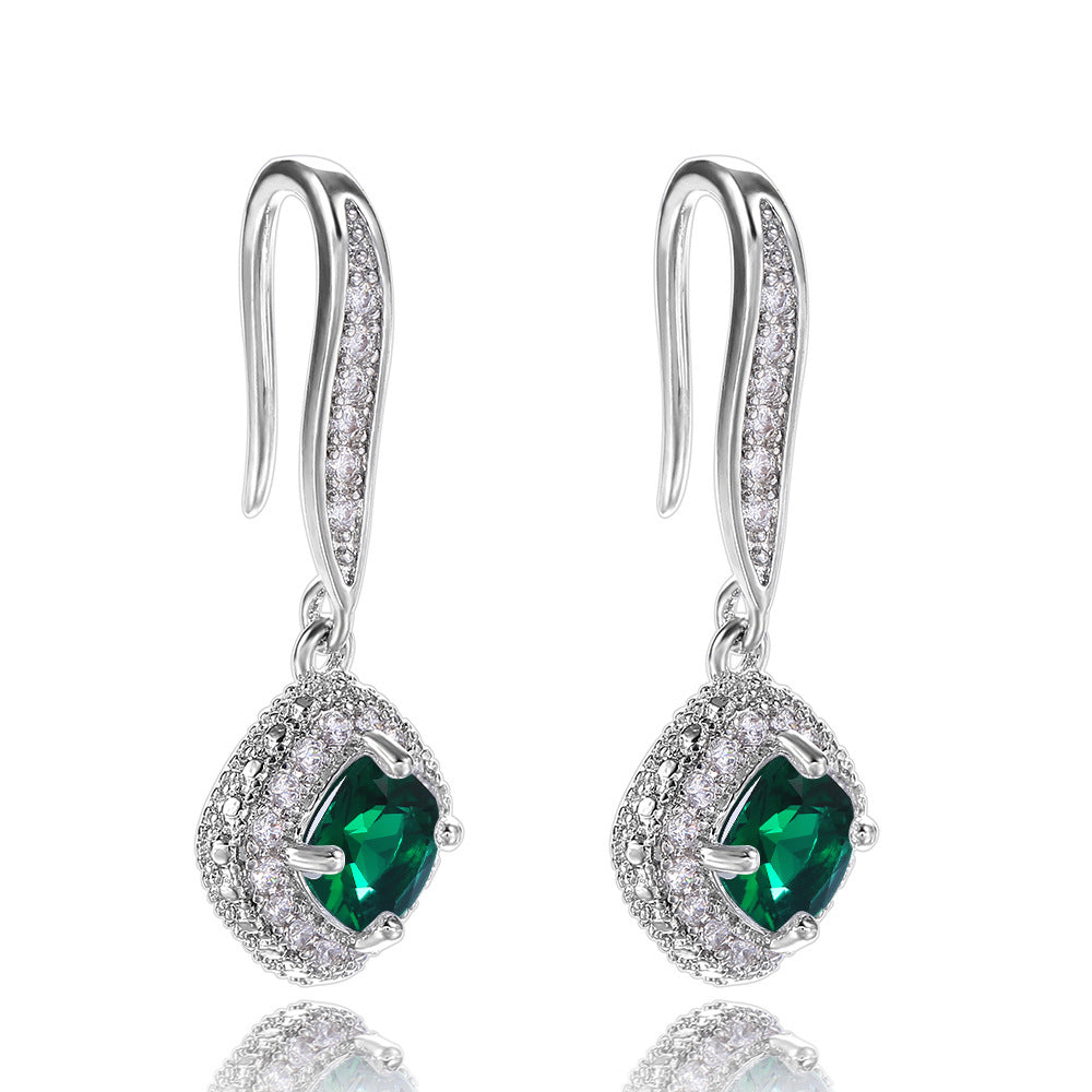 Shi – boucles d'oreilles en Zircon carré élégant pour femmes, bijoux