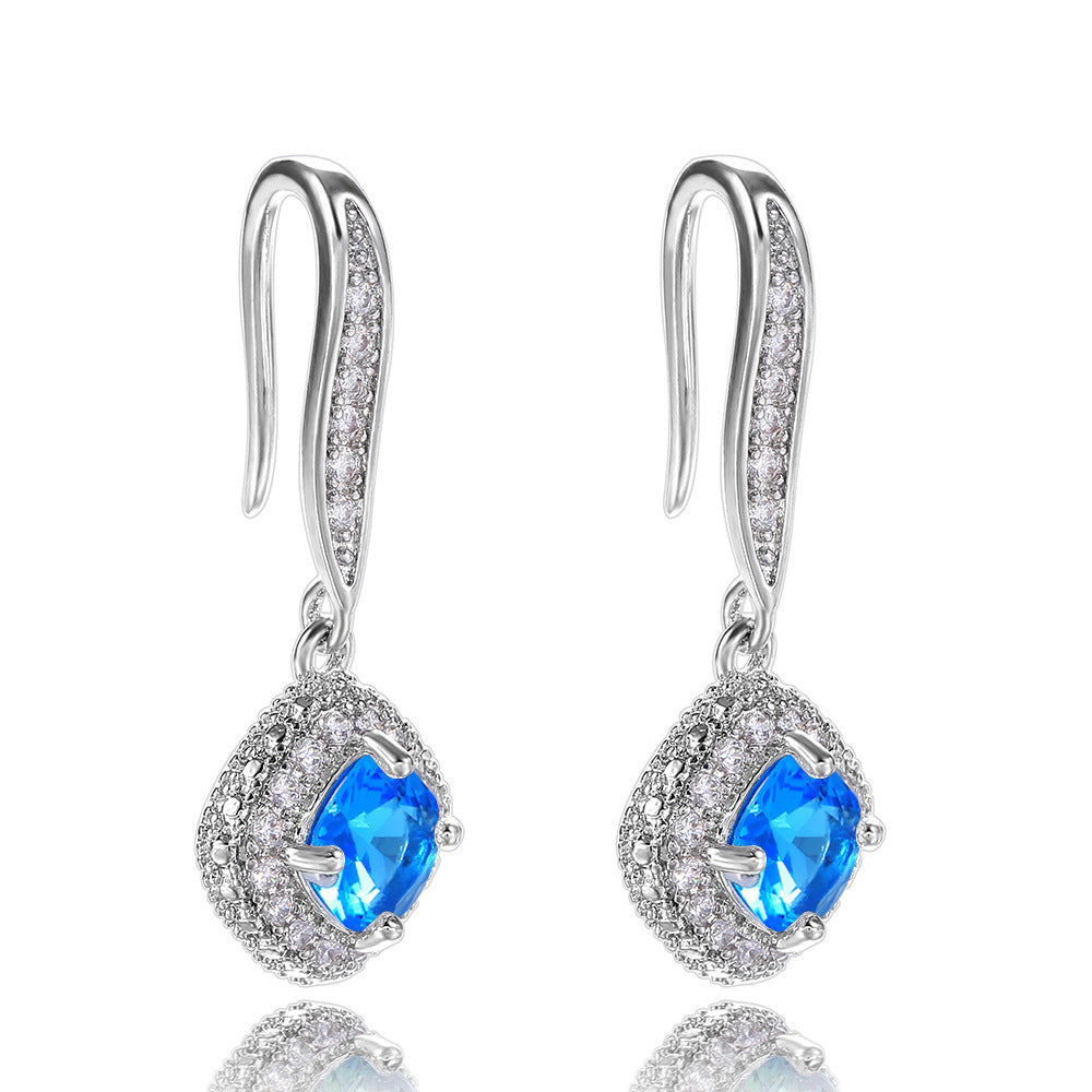 Shi – boucles d'oreilles en Zircon carré élégant pour femmes, bijoux