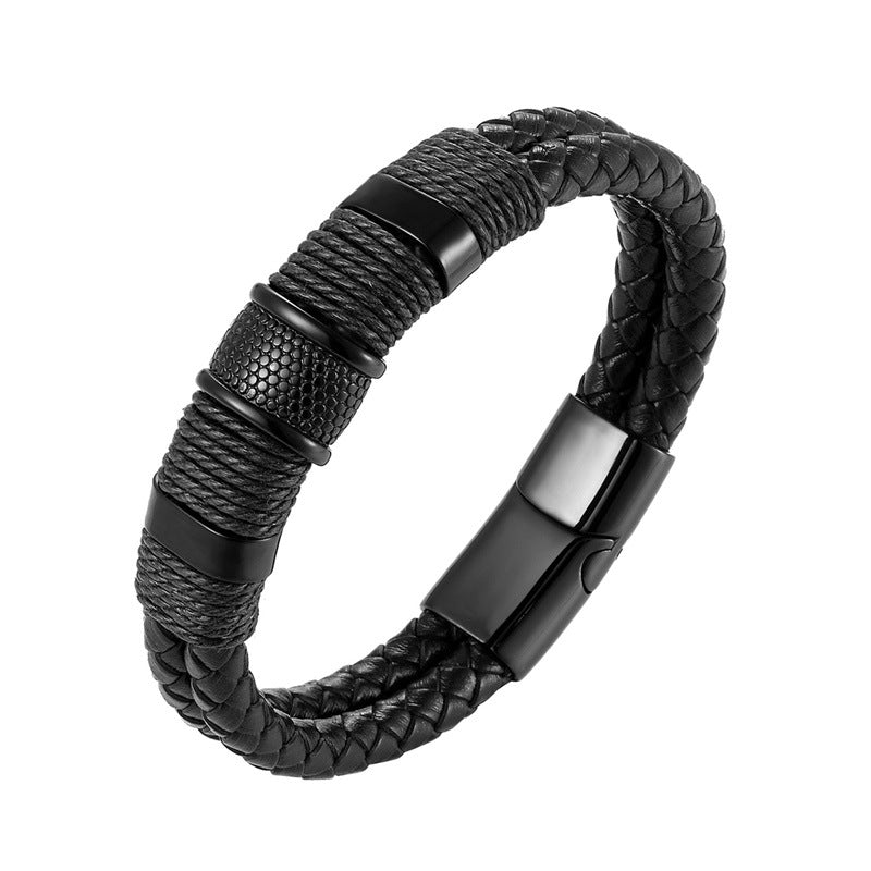 Men's Genuine Leather Stainless Steel Valentine's Day For Boyfriend Versatile Bracelets