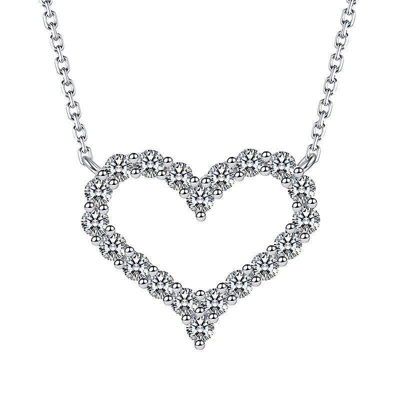 Women's Love Full Diamond Heart-shaped Pendant Sweet Necklaces