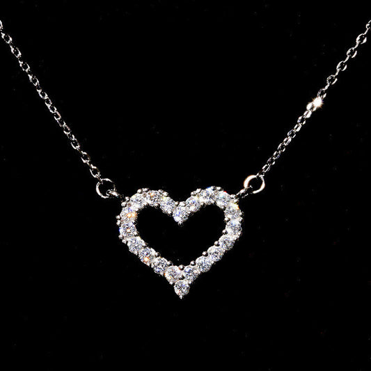 Women's Love Full Diamond Heart-shaped Pendant Sweet Necklaces