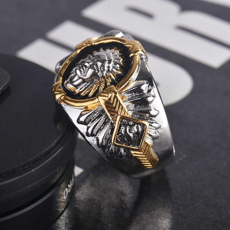 Style Viking Warrior Two-tone Indian Spirit Totem Rings