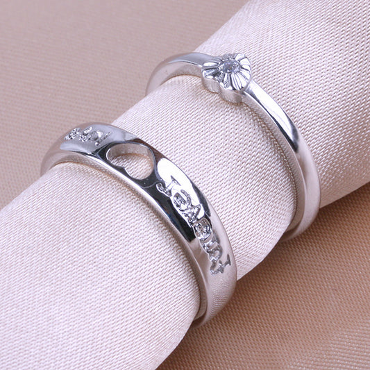 Women's & Men's & Fashion Female Couple Sier-plated Korean Jewelry Open Love Rings