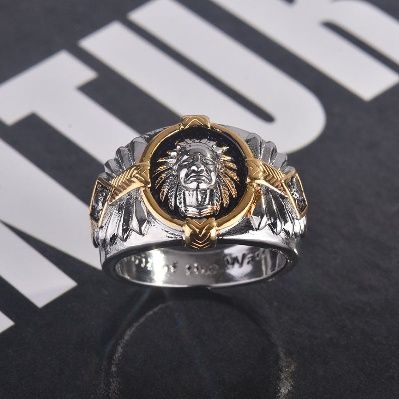 Style Viking Warrior Two-tone Indian Spirit Totem Rings
