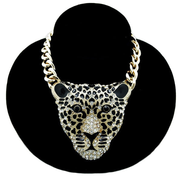 Queen Style Sweater Accessories Chain Fan Leopard Head Necklaces