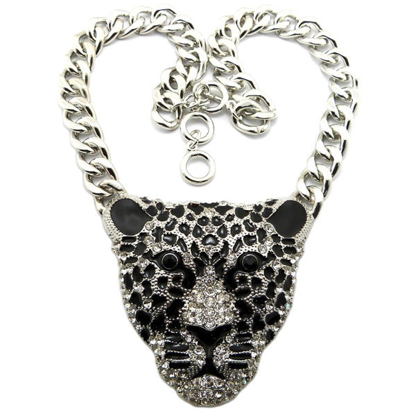 Queen Style Sweater Accessories Chain Fan Leopard Head Necklaces