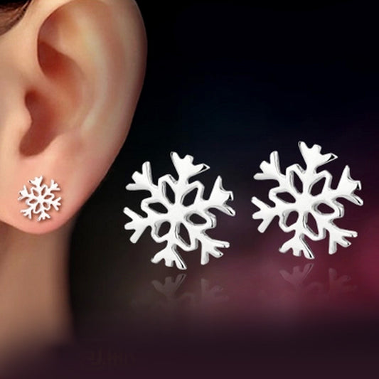 Boucles d'oreilles plaquées argent, Style coréen, amour, classique, hiver