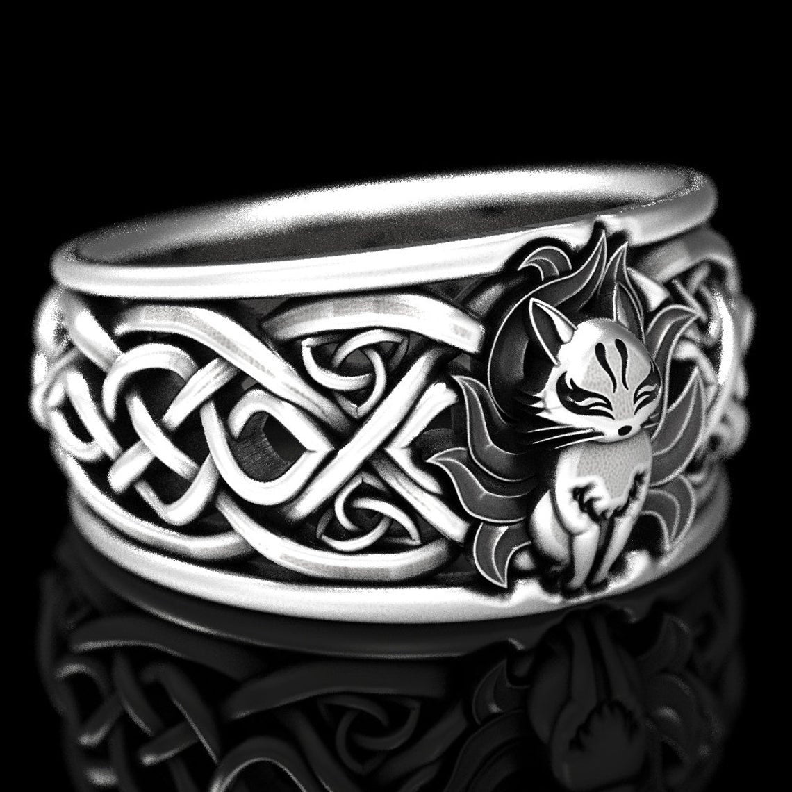 Women's & Men's & Shi Exquisite Nine Tail Fox Pattern Alloy Rings