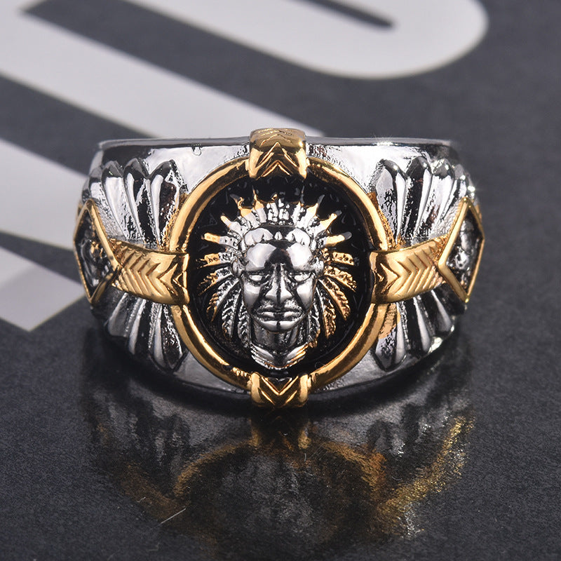 Style Viking Warrior Two-tone Indian Spirit Totem Rings