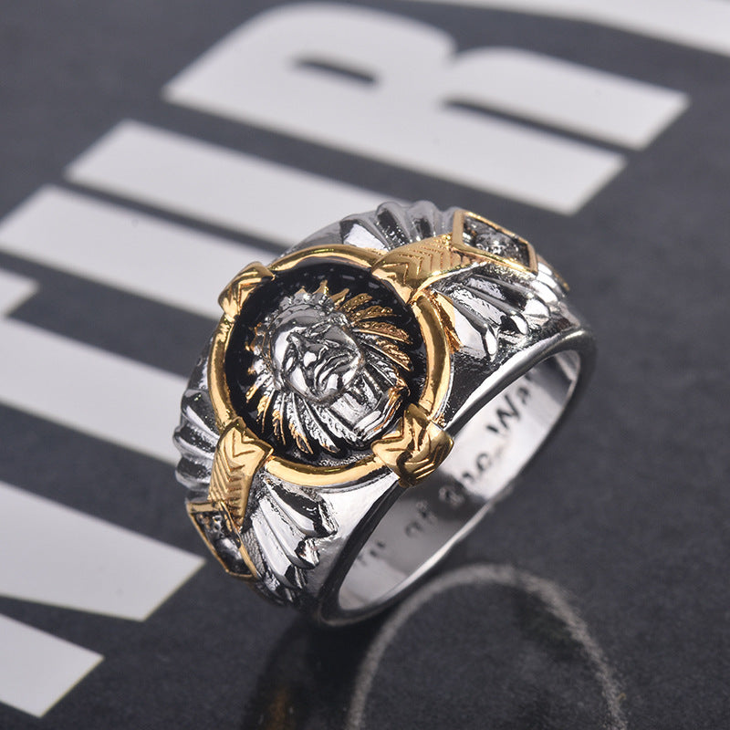 Style Viking Warrior Two-tone Indian Spirit Totem Rings