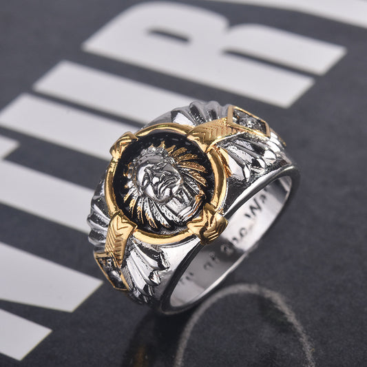 Style Viking Warrior Two-tone Indian Spirit Totem Rings