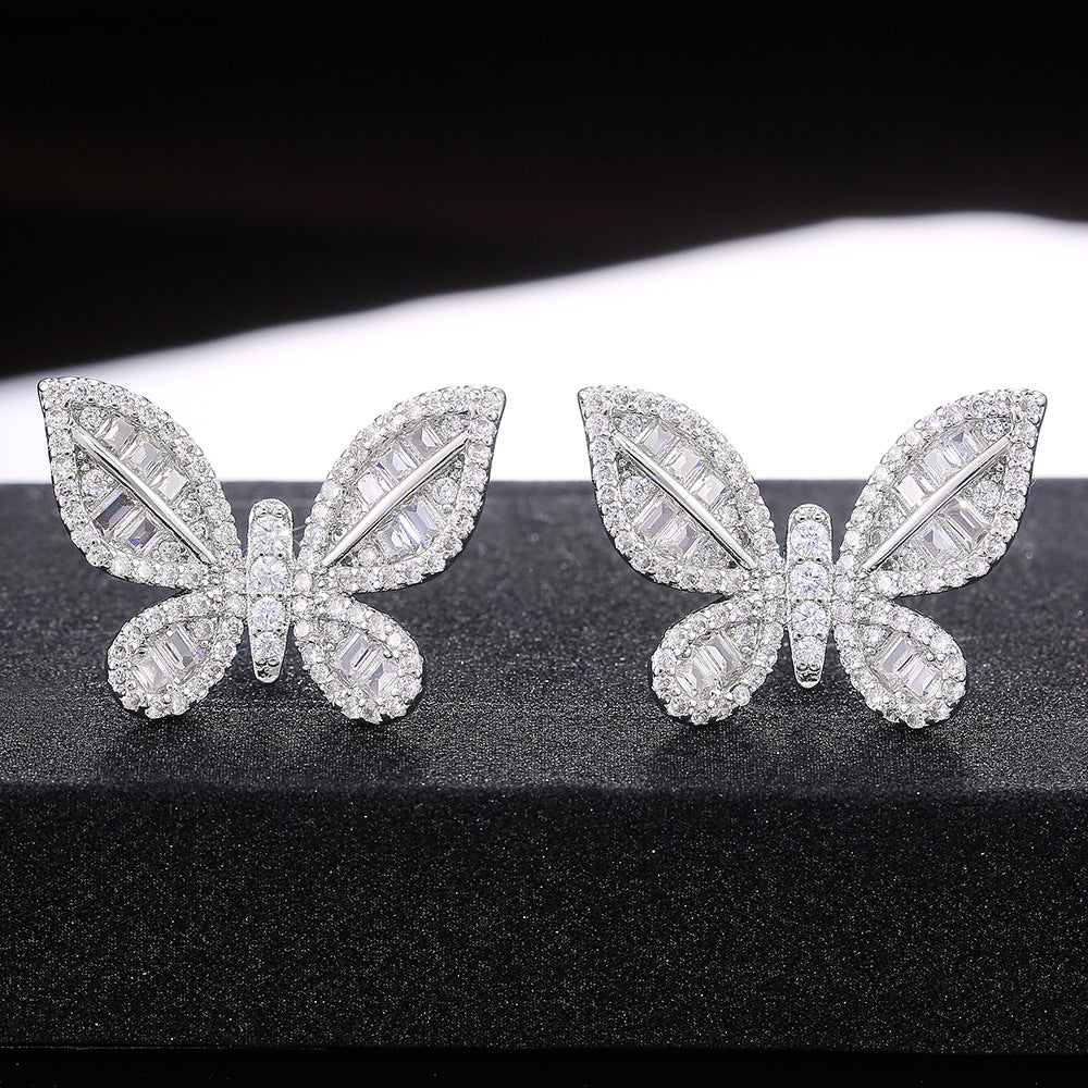 Shi Fashion Butterfly Diamond Graceful Female Earrings