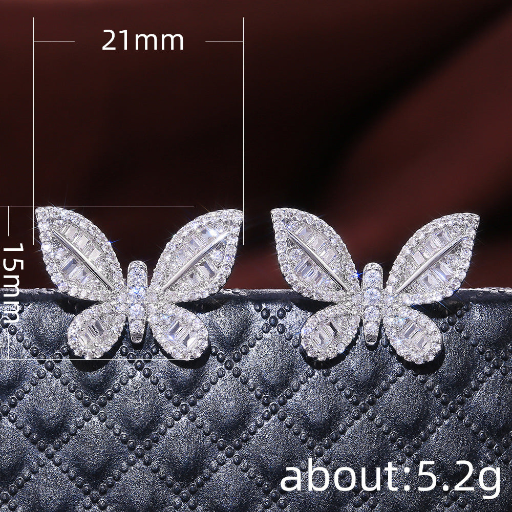 Shi Fashion Butterfly Diamond Graceful Female Earrings