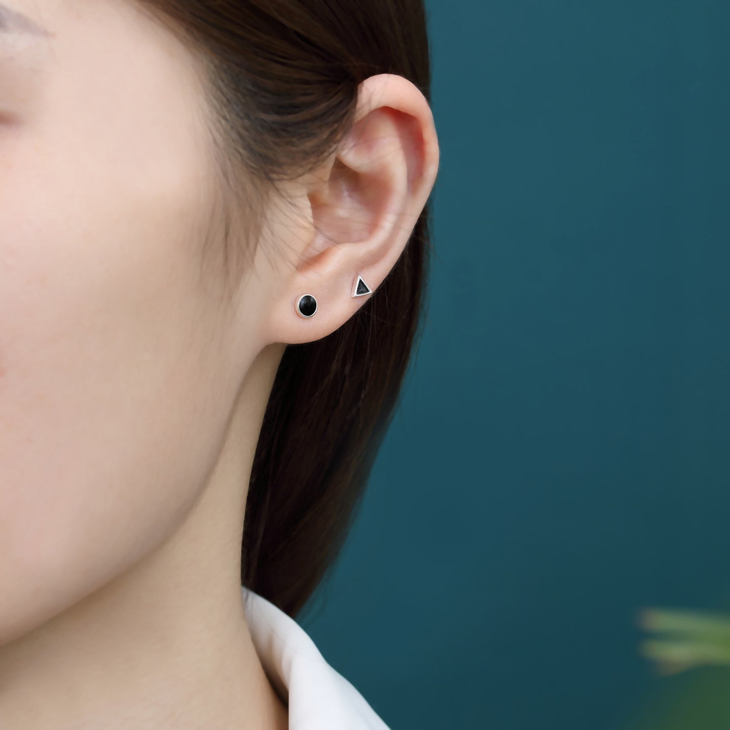 Women's Sier Simple Compact Love Heart Design High-grade Ear Stud Earrings