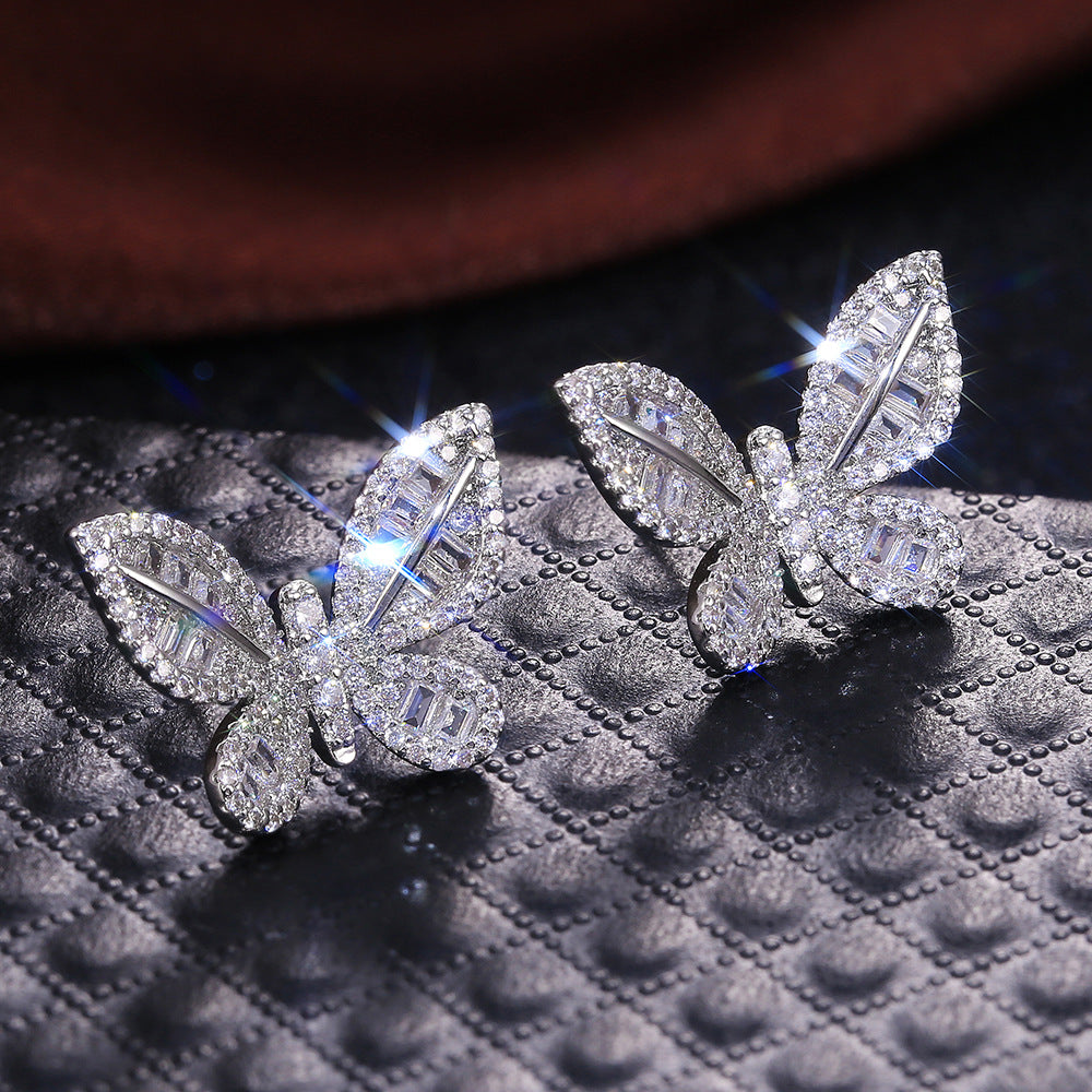 Shi Fashion Butterfly Diamond Graceful Female Earrings