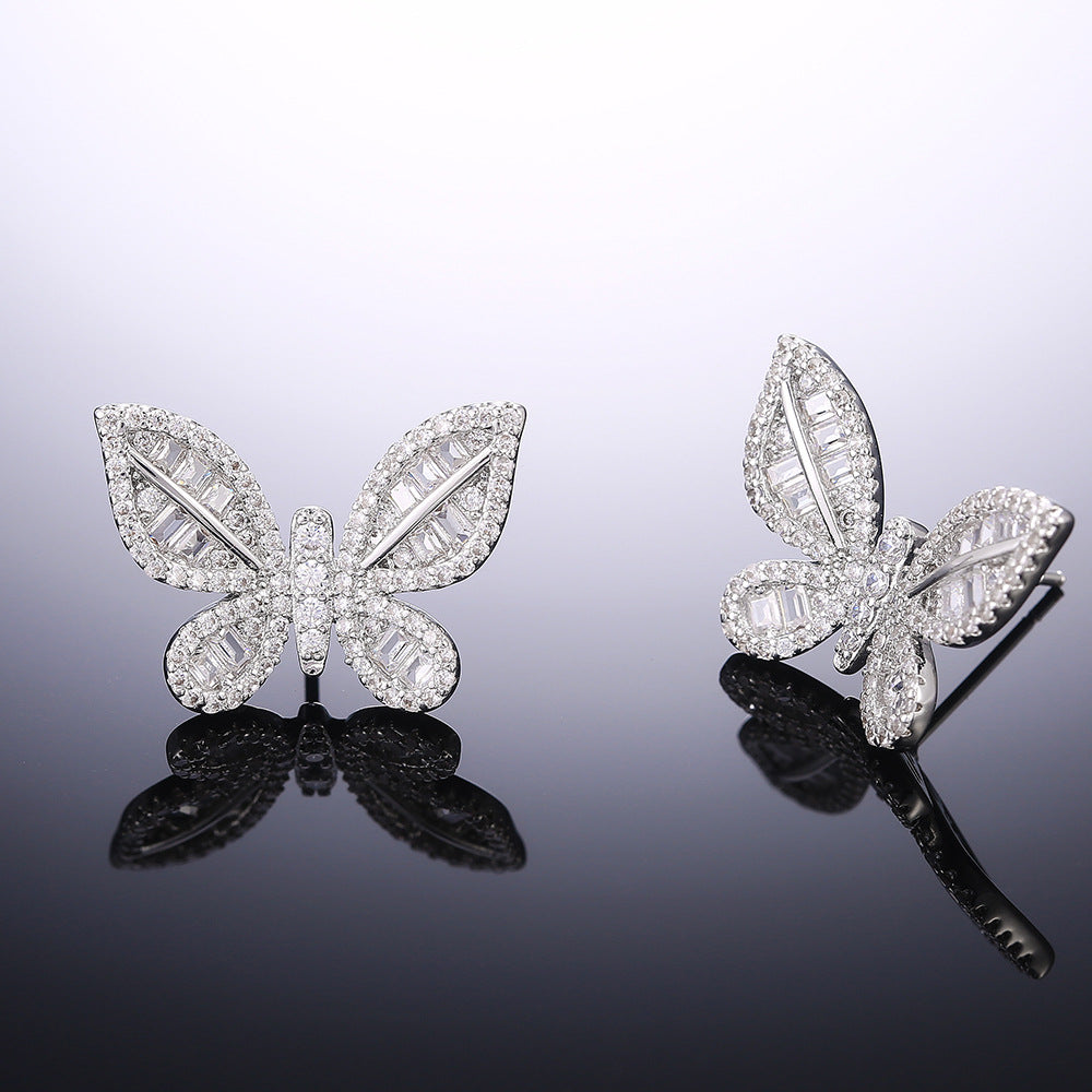 Shi Fashion Butterfly Diamond Graceful Female Earrings