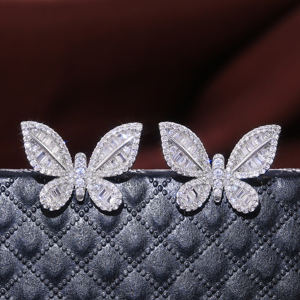 Shi Fashion Butterfly Diamond Graceful Female Earrings