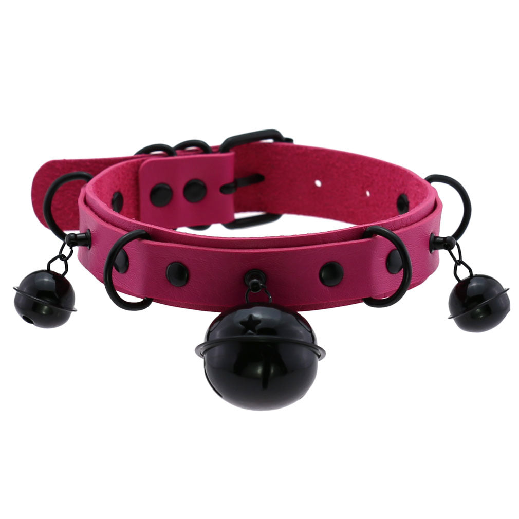 Leather Collar Personality Black Bell And Necklaces