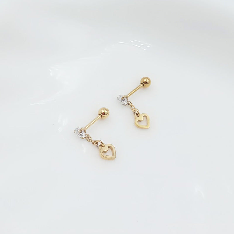Titanium Steel Ear Bone Cross Butterfly Hollow Love Five-pointed Star Stud Earrings