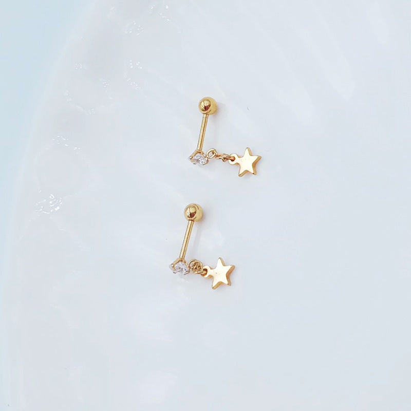 Titanium Steel Ear Bone Cross Butterfly Hollow Love Five-pointed Star Stud Earrings