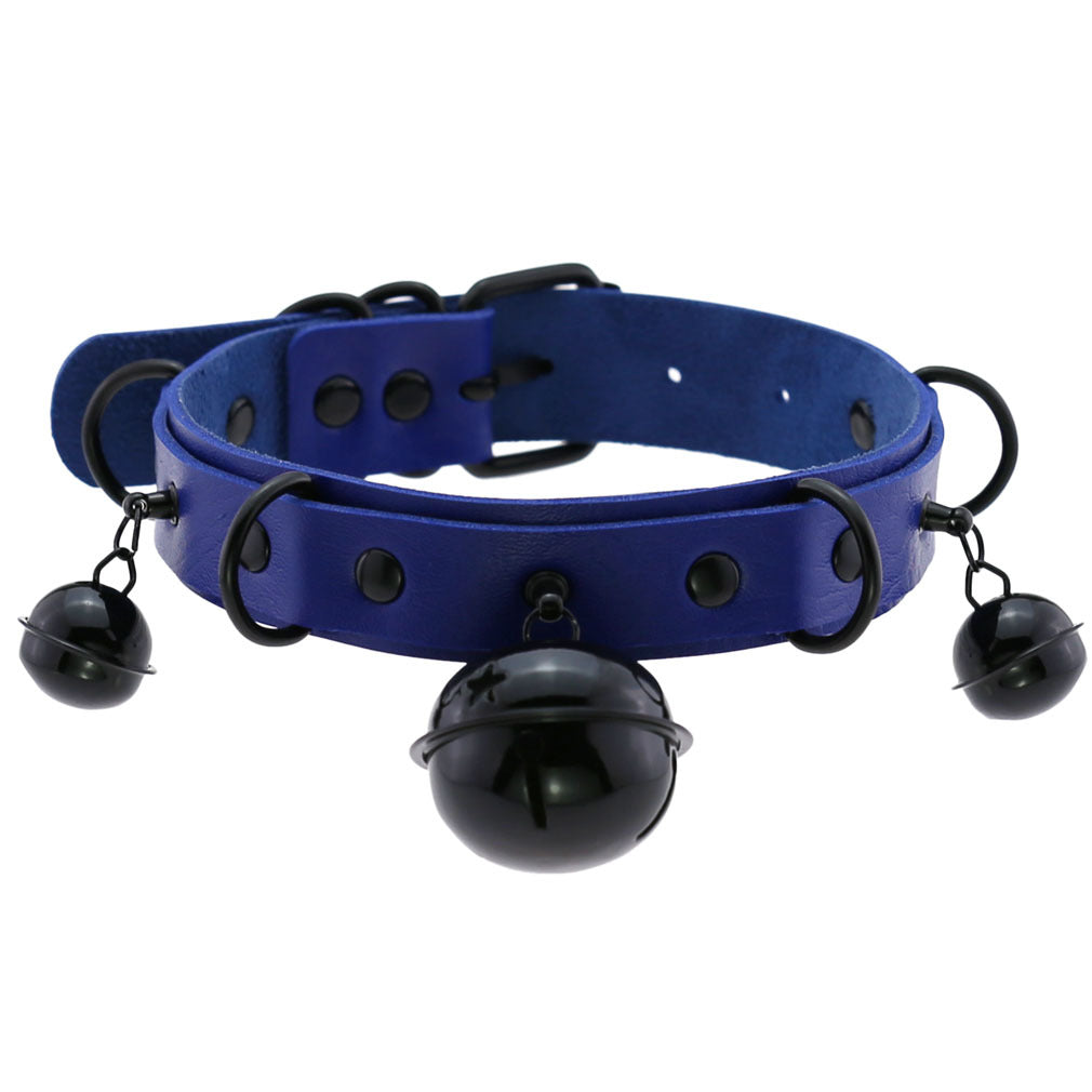 Leather Collar Personality Black Bell And Necklaces