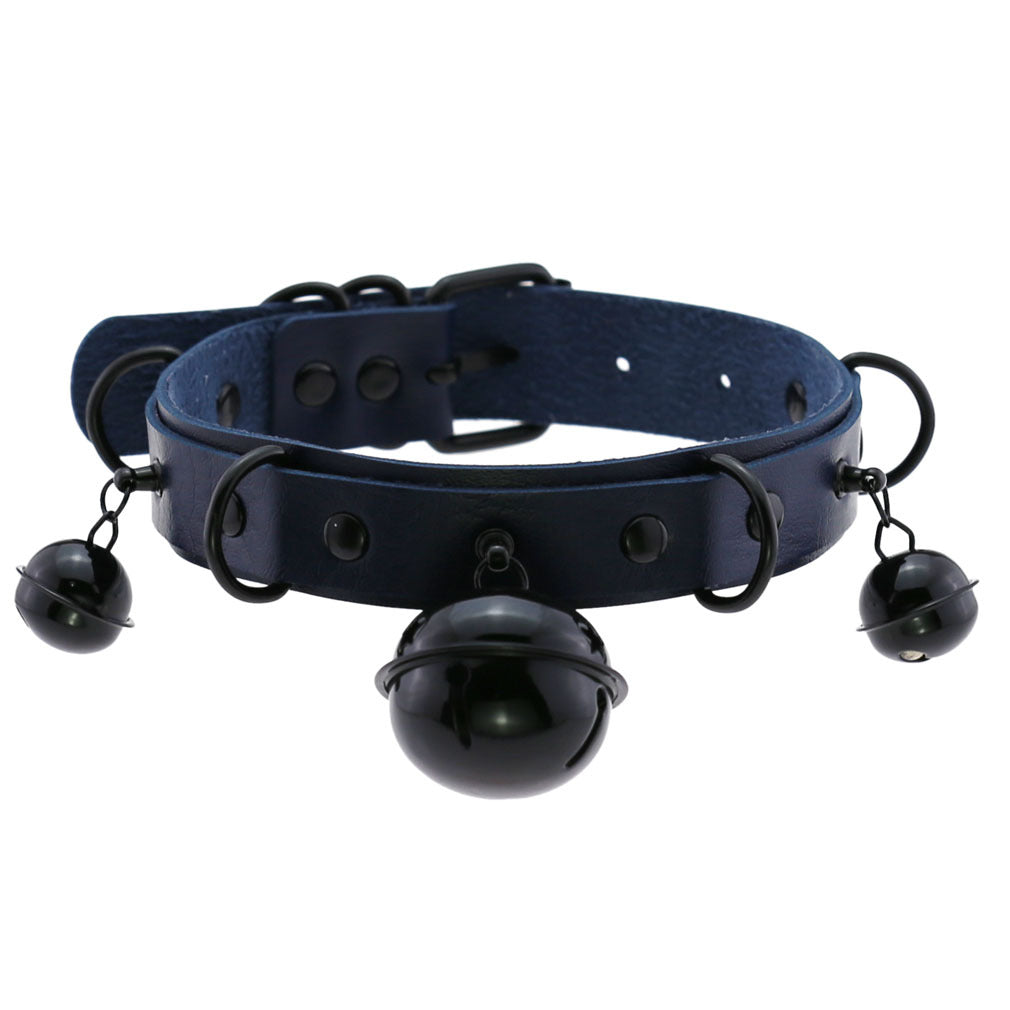 Leather Collar Personality Black Bell And Necklaces