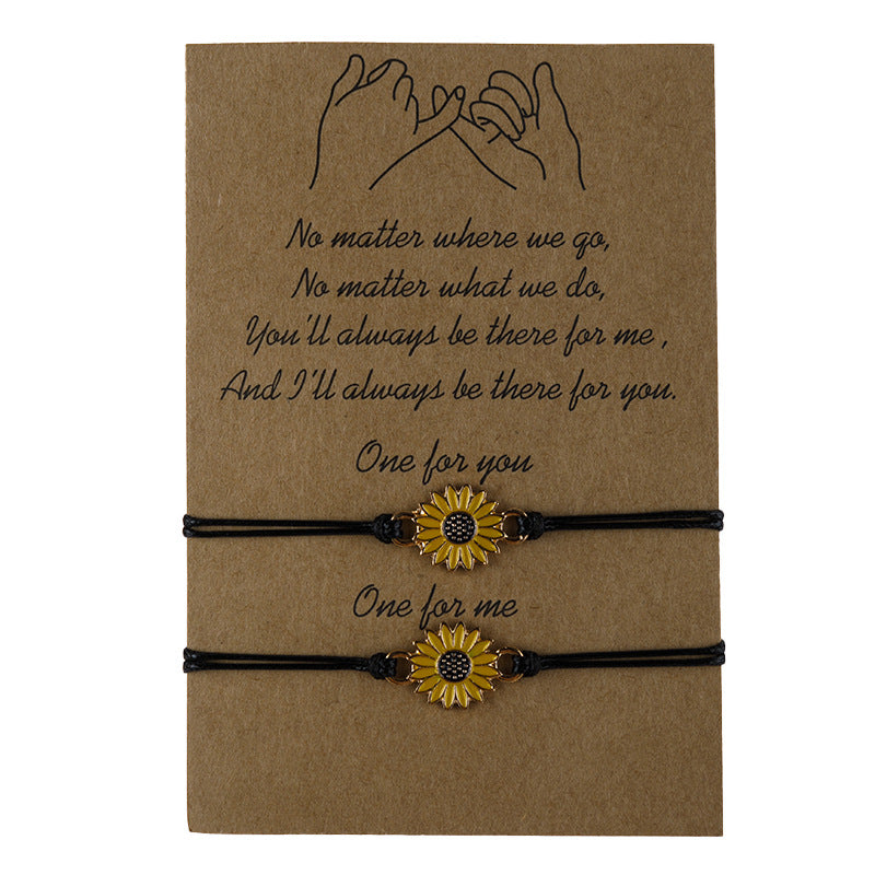 Glamouröse, verstellbare, geflochtene Sonnenblumen-Gänseblümchen-Armbänder aus Legierung