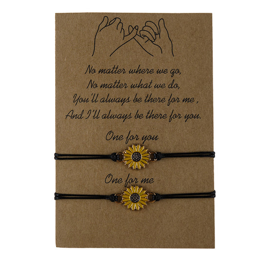 Glamouröse, verstellbare, geflochtene Sonnenblumen-Gänseblümchen-Armbänder aus Legierung