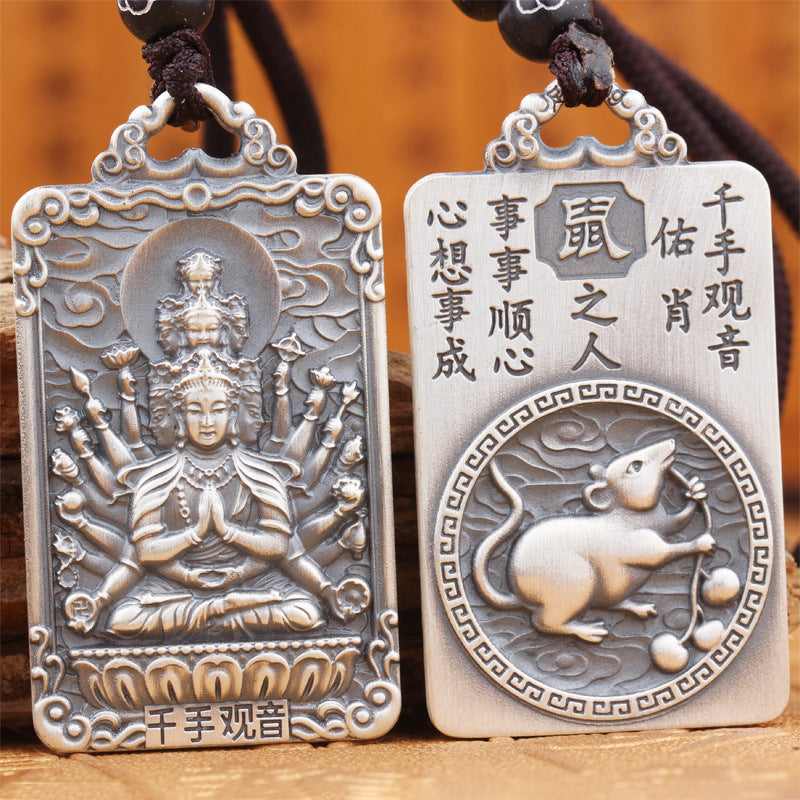 Men's Chinese Zodiac Pendants Sterling Sier Buddha Necklaces