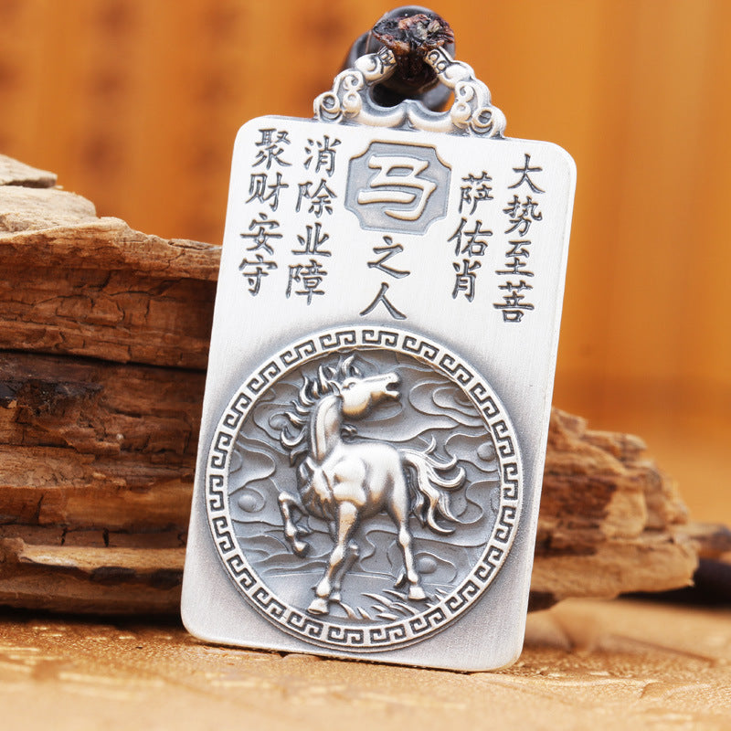 Men's Chinese Zodiac Pendants Sterling Sier Buddha Necklaces