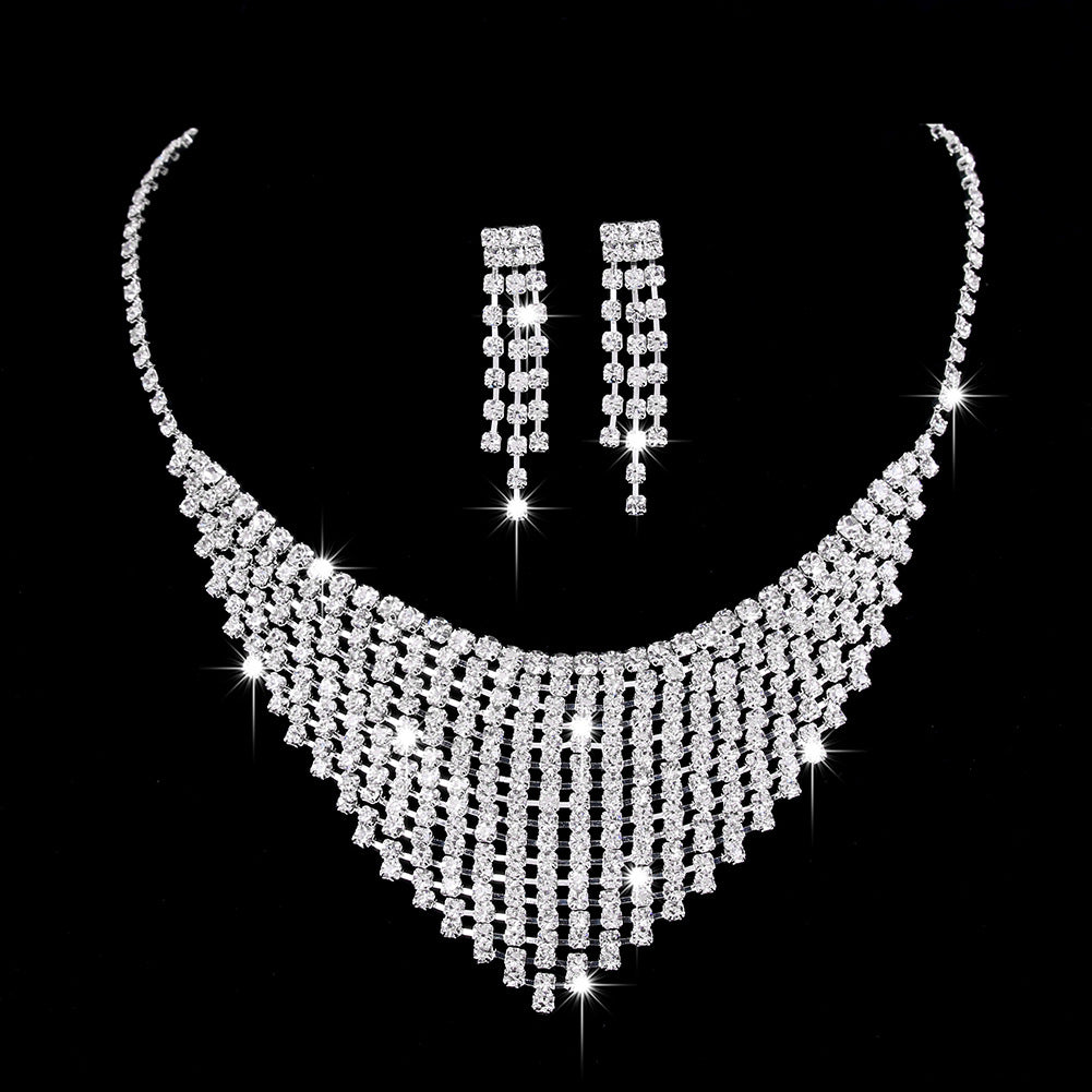 Zircon Water Drop Eardrops Bride Wedding Jewelry Set