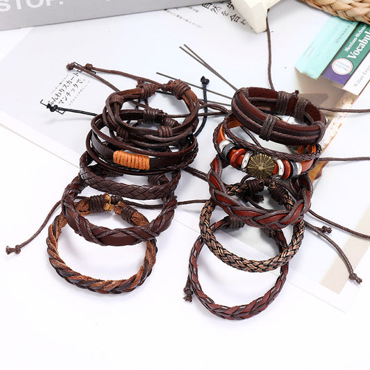 Men's Retro Combination Suit Cattle Leather Simple Bracelets