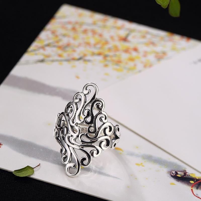 Women's Chiba Thai Sier Diamond Hollow Pattern Rings