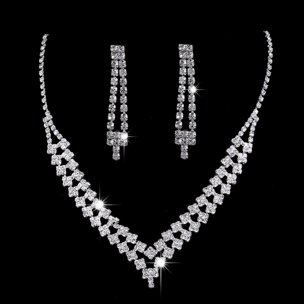 Zircon Water Drop Eardrops Bride Wedding Jewelry Set